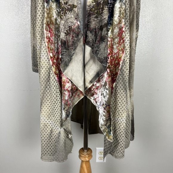 Kamana Cardigan Womens L Open Floral Velvet Burnout Forest Fairy Boho Festival - Picture 4 of 16